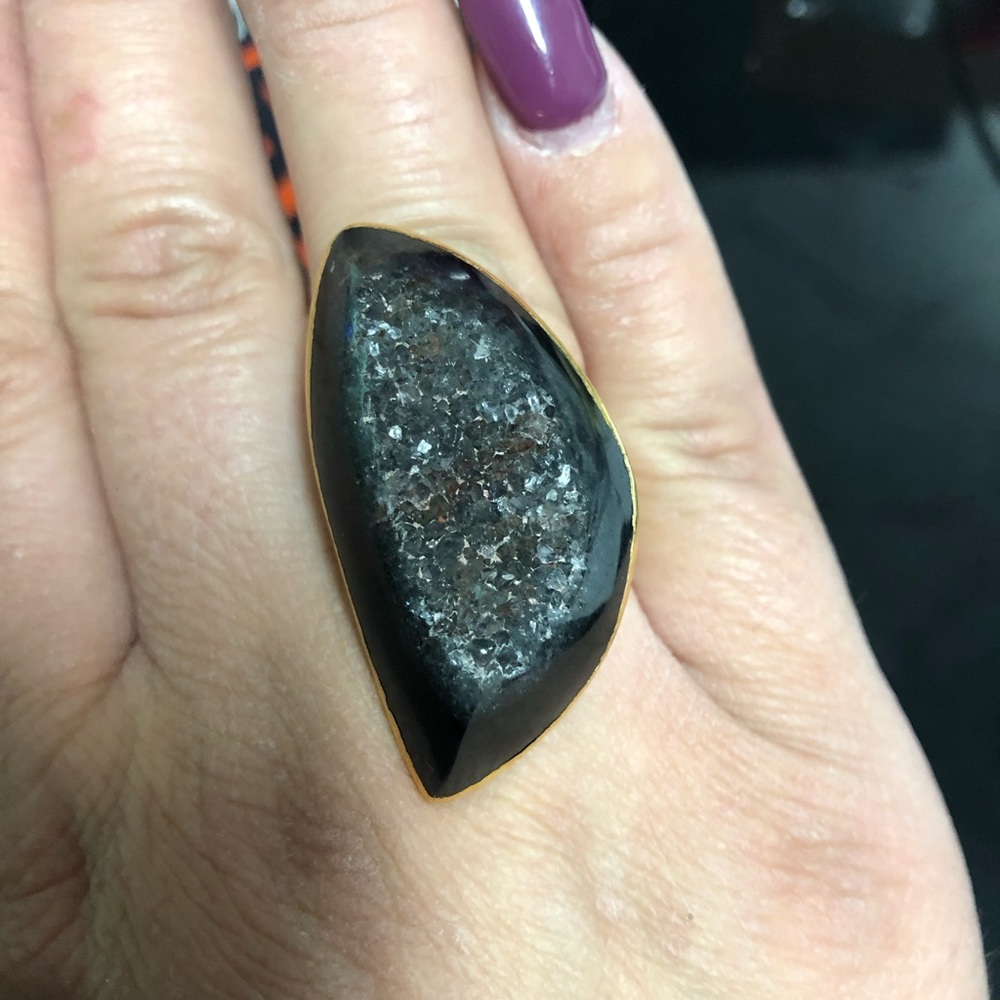 Charlene K druzy ring. 24k gold plated adjustable